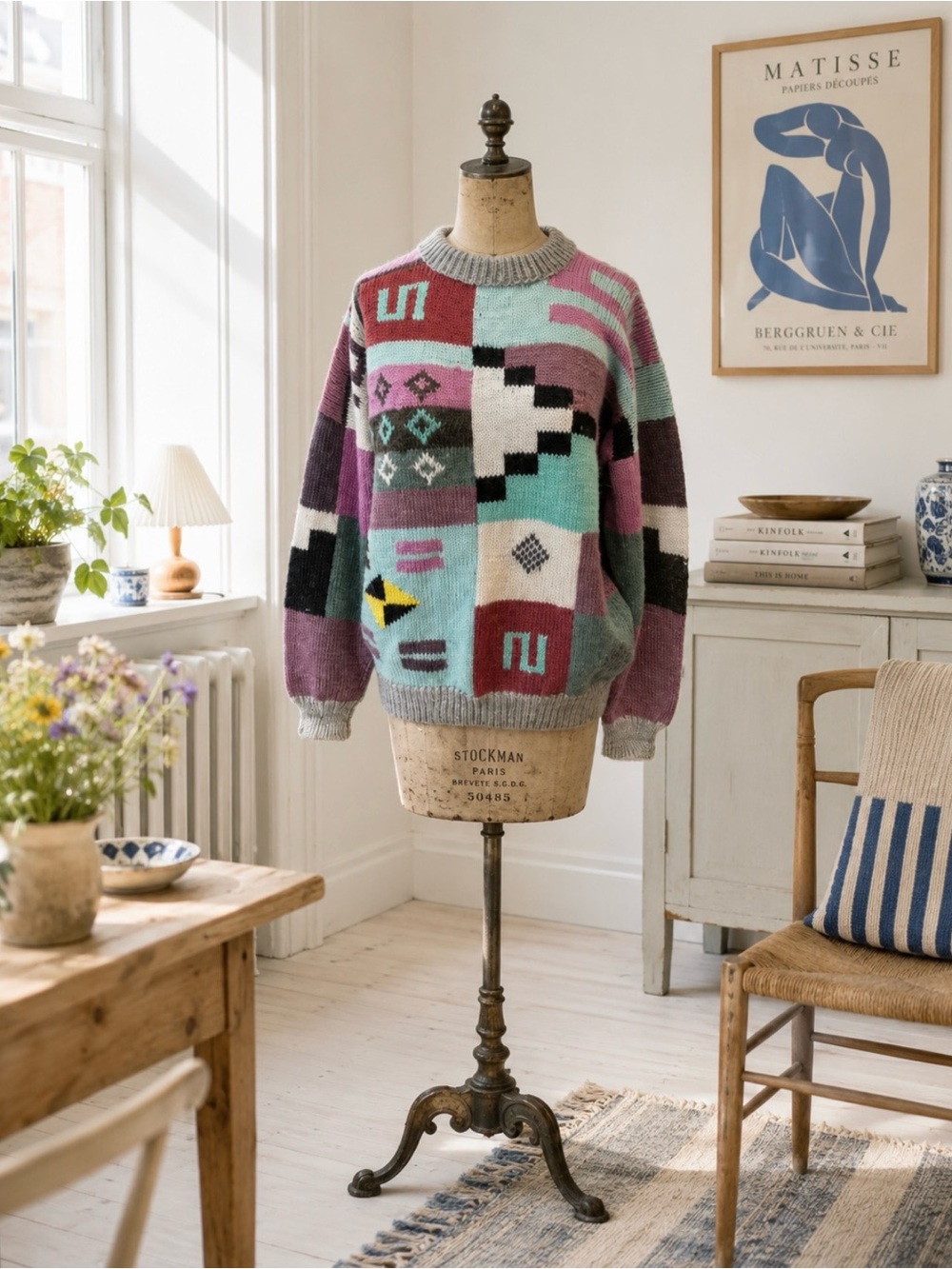 💎RARE VTG HAND KNIT Artisanal Peruvian Alpaca Sweater - M
